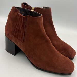 AQUATALIA Charlotte Brown Rust Suede Leather Ankle Bootie Women’s Size 10 NEW